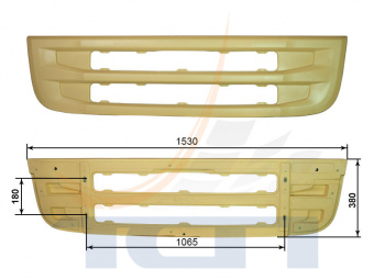 Решетка радиатора нижняя высота 38см (ширина по крепежу 106,5см) SCANIA 6 R 2010> T670018 ТСП - 2