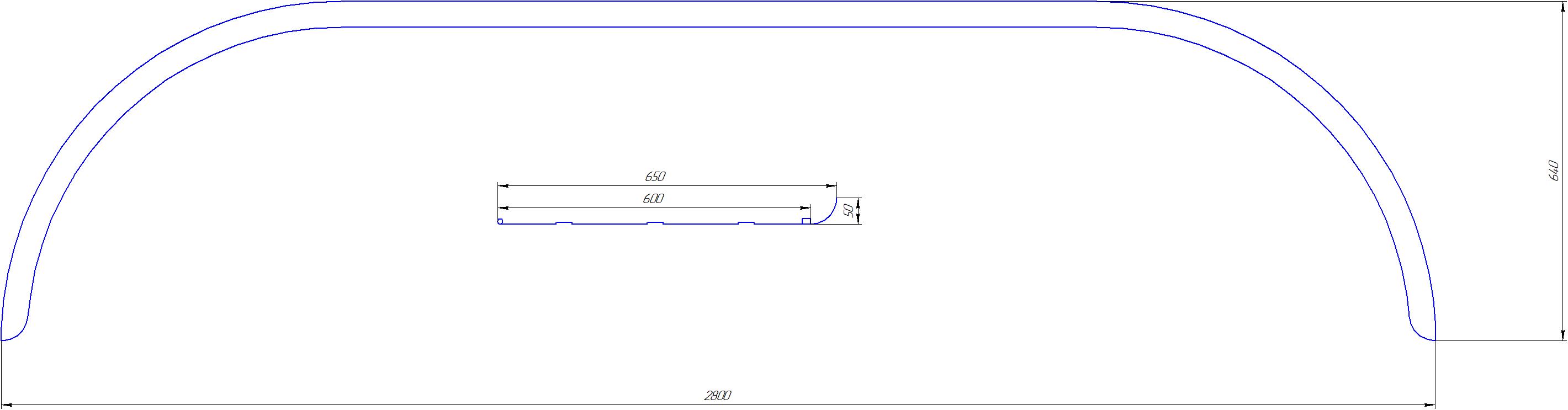 Крыло 650х350х2740 оцинк. с кромкой ПВХ T900430 ТСП - 5
