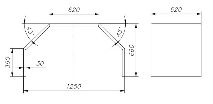 Крыло алюминиевое 1250х660х620 T901287 ТСП - 5