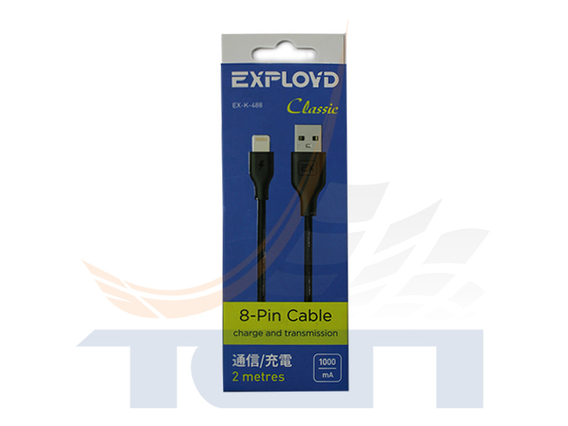 Дата-кабель USB 8 Pin 2M Classic круглый черный EX-K-488 EXPLOYD - 3