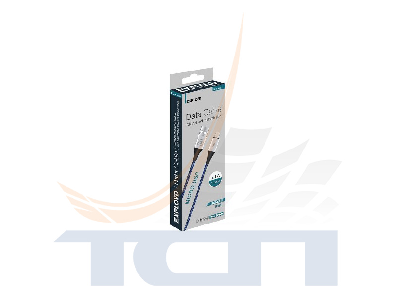 Дата-кабель USB - MICROUSB круглый нейлон чёрный синий 1М 2.1A ROPE SONDER 1218284 EX-K-685 EXPLOYD - 3