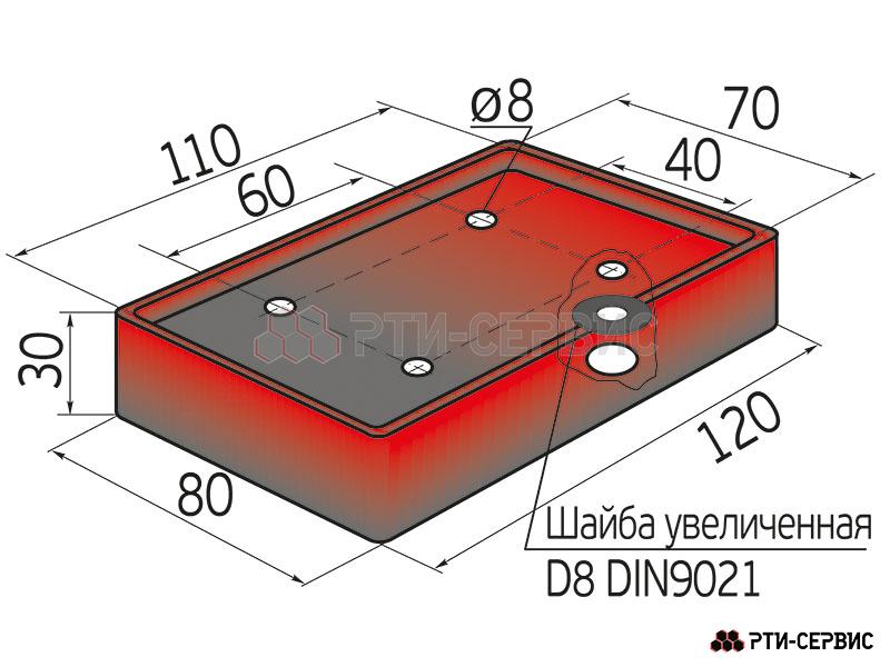 Накладка резиновая прямоугольная для подъемников: Т-4, AE&T, Peak, AMGO, Avik, Fagihi, Nordberg - 4