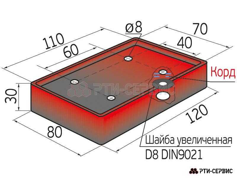 Накладка резиновая для подъемников: Т-4, AE&T, Peak, AMGO, Avik, Fagihi, Nordberg. КОРД - 4