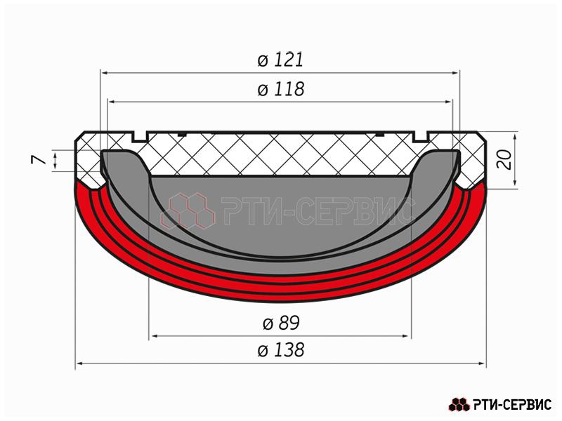 Накладка резиновая на домкрат подкатной ø121 h20 "WINNTEC" - 4