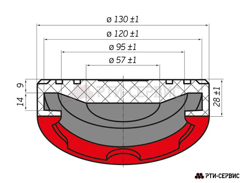 Опора резиновая на домкрат подкатной ø120 h28 - 4
