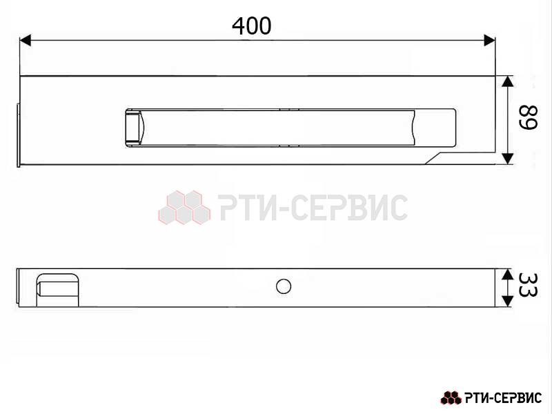 Замок борта алюминиевый 400 мм (правый) с заглушкой (ручка нержавейка) - 5