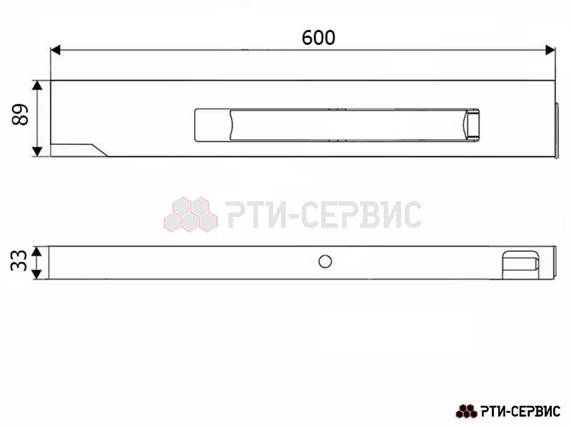 Замок борта алюминиевый 600 мм (левый) с заглушкой (ручка нержавейка) - 4