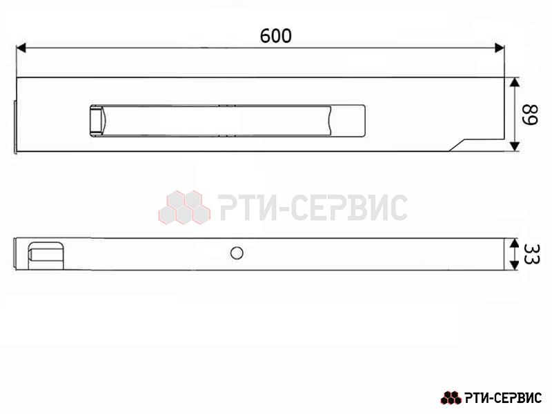 Замок борта алюминиевый 600 мм (правый) с заглушкой (ручка нержавейка) - 5
