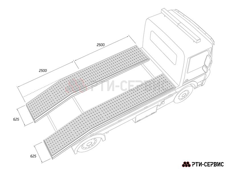 Перфорированный настил для автовозов и эвакуаторов 2500х625мм (Zn) - 2