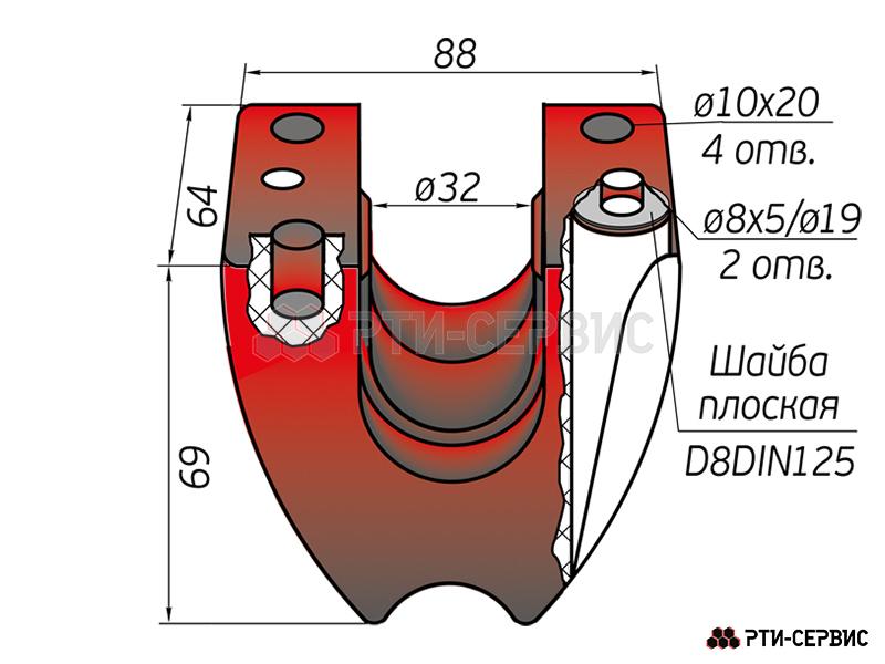 Отбойник (буфер) резиновый 88х64х69 мм - 4