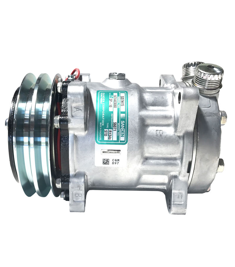 Компрессор Sanden 7H15,12V, PV8, выходы вертикальные. Артикул: 7H15-12V-PV8