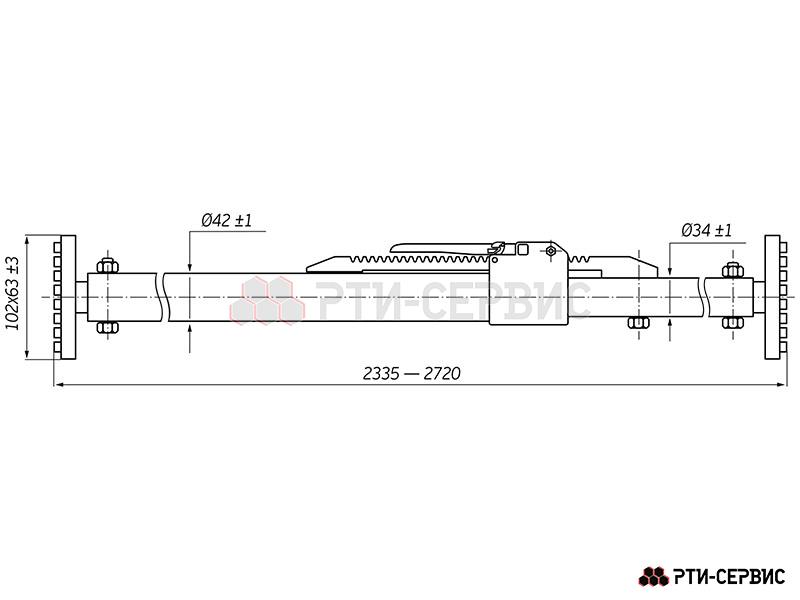 Штанга распорная алюминиевая, телескопическая 2,35-2,72 м, Ø42 мм - 6