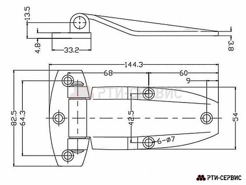 Петля двери автокемпера 120 мм Zn - 2