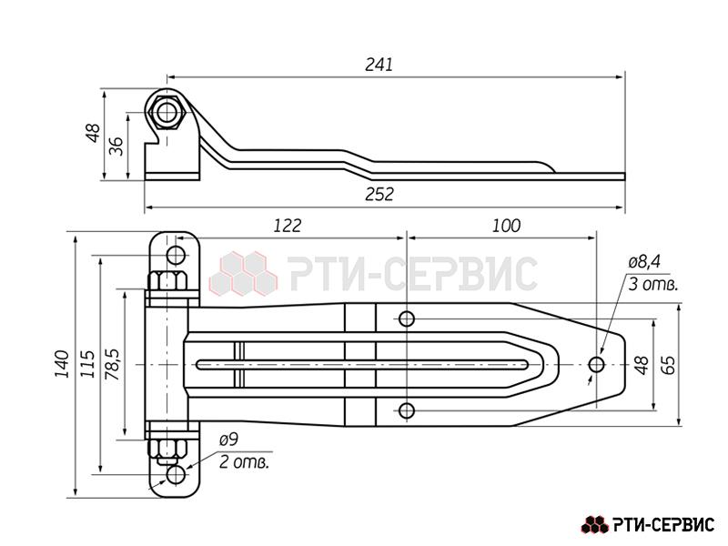 Петля заднего портала 252 мм Zn - 3