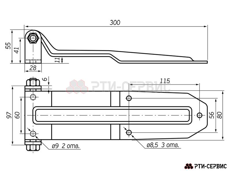 Петля на задние ворота 300 мм Zn - 3