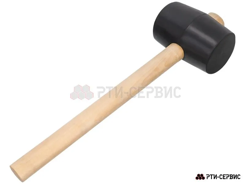 Киянка резиновая 580 г, деревянная рукоятка, черная резина