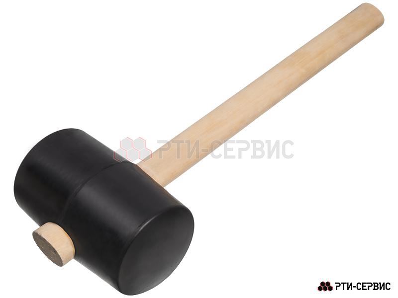 Киянка резиновая 860 г, деревянная рукоятка, черная резина - 2