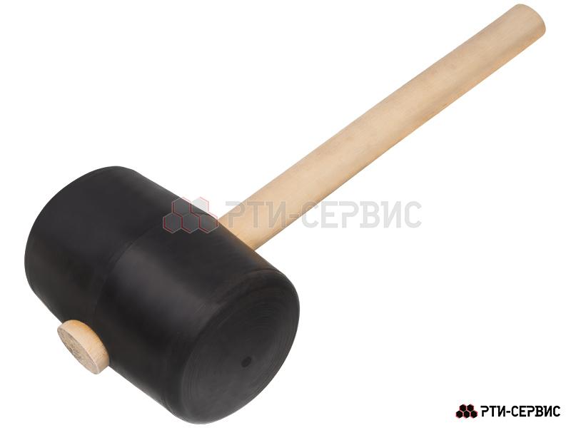 Киянка резиновая 1200 г, деревянная рукоятка, черная резина - 2