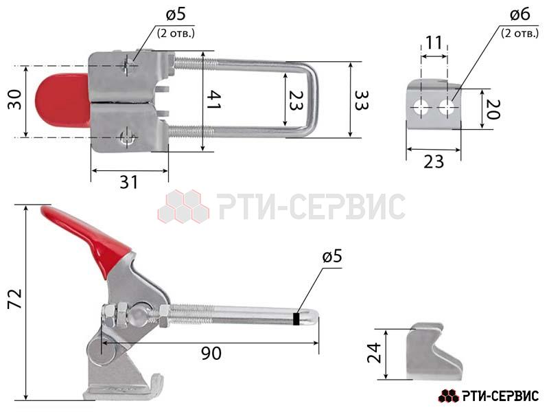 Механический стягивающий шарнирно-рычажный зажим, Zn - 3