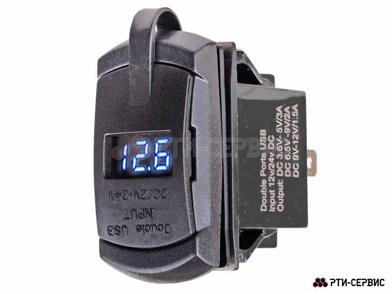 Универсальное зарядное устройство, вольтметр 12-24В, 2 USB (QC3.0) LED - 2