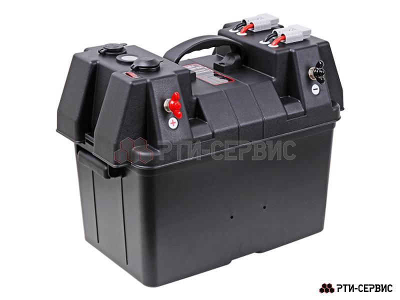 Бокс для аккумулятора с разъёмами 12V (прикуриватель), 2 USB (4.8A), 2шт Андерсона + вольтметр 12В - 4