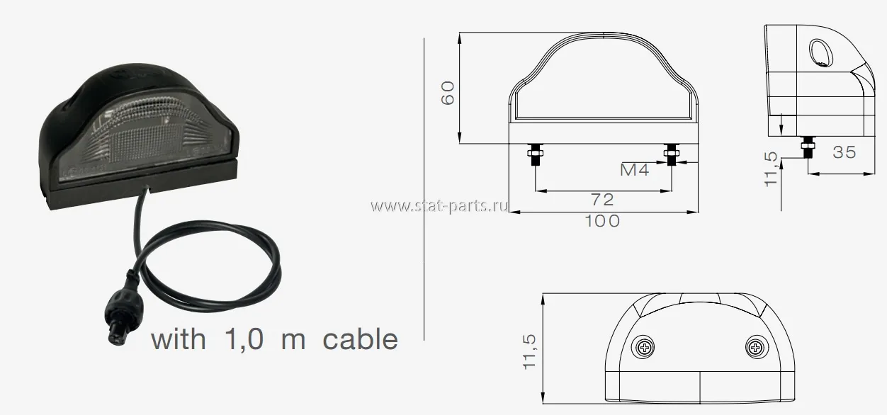 36-3007-054 ФОНАРЬ ПОДСВЕТКИ НОМЕРНОГО ЗНАКА REGPOINT ПОД ЛАМПУ, КАБЕЛЬ 1М+ASS2