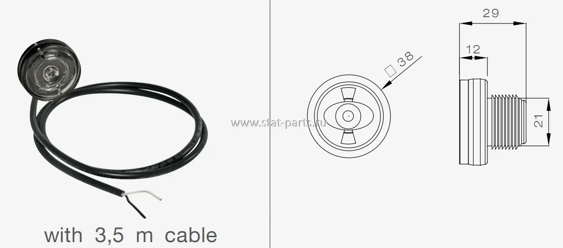 31-6700-024 ФОНАРЬ ГАБАРИТНЫЙ БЕЛЫЙ MONOPOINT II LED С КАБЕЛЕМ 3,5М