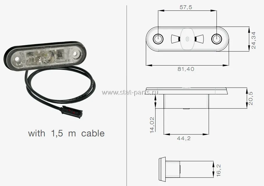 31-7104-014 ГАБАРИТНЫЙ ФОНАРЬ БЕЛЫЙ POSIPOINT II LED С КАБЕЛЕМ 1,5М