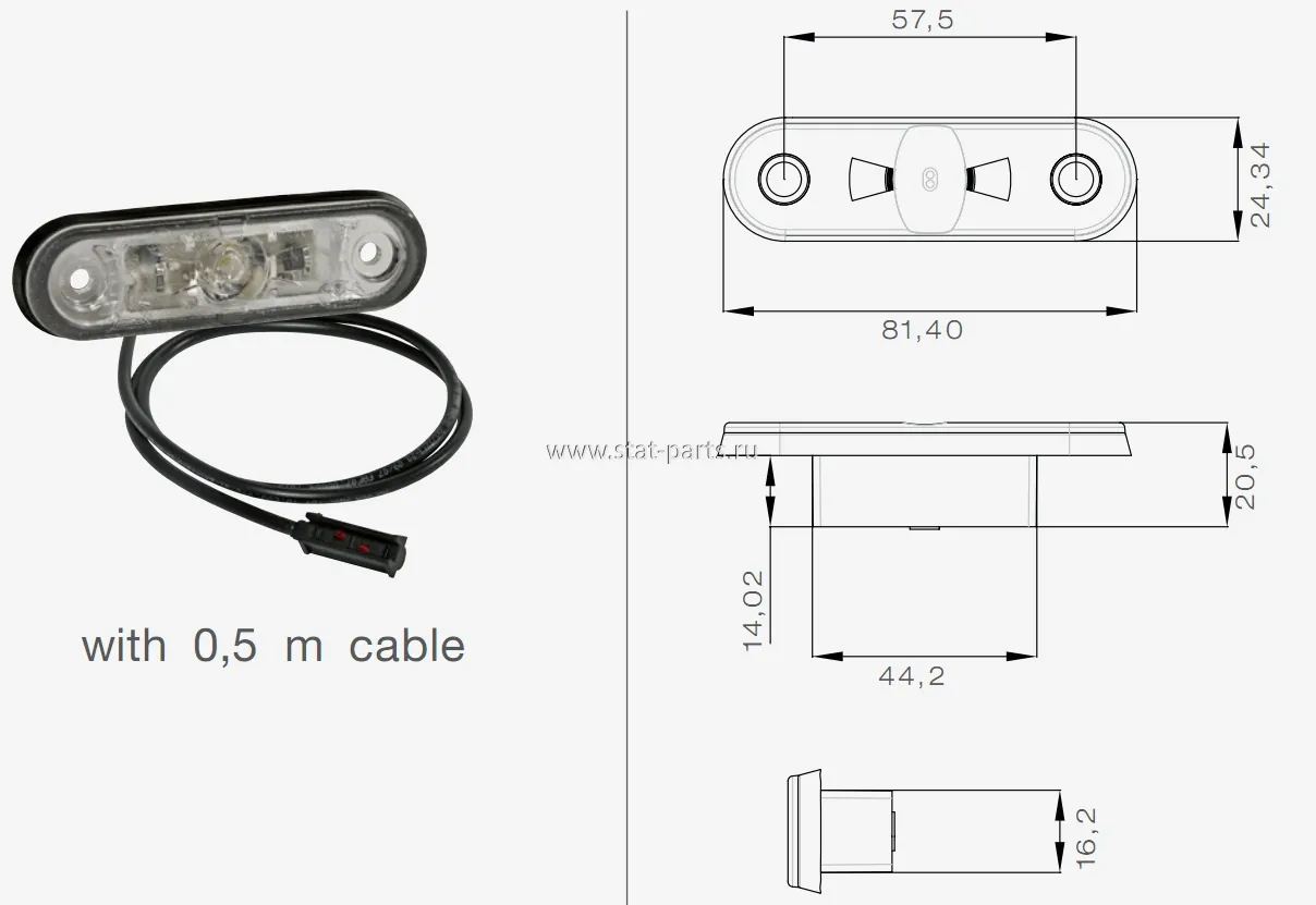 31-7104-004 ГАБАРИТНЫЙ ФОНАРЬ БЕЛЫЙ POSIPOINT II LED С КАБЕЛЕМ 0,5М