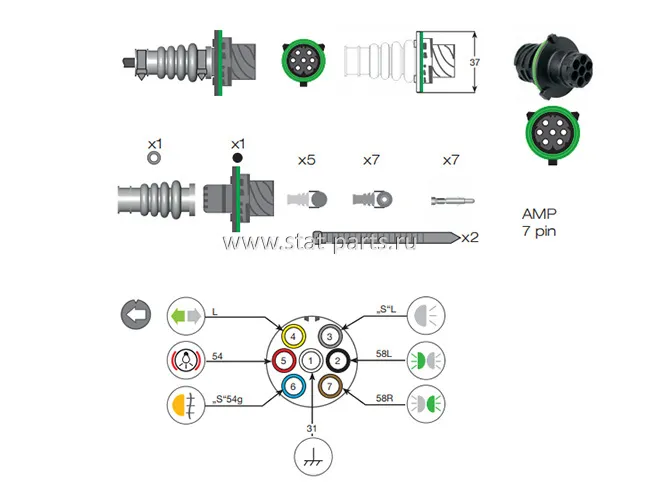 15-7002-034 БАЙОНЕТНОЕ СОЕДИНЕНИЕ AMP 7PIN