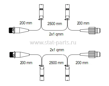 68-2531-017 КАБЕЛЬ ПИТАНИЯ ASS2 ДЛЯ ПОДКЛЮЧЕНИЯ БОКОВЫХ ФОНАРЕЙ ASS3 2ШТ