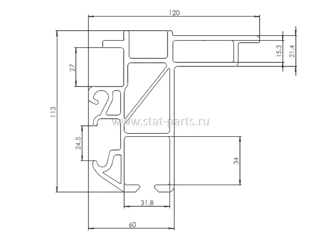 60180 НАПРАВЛЯЮЩАЯ КРЫШИ TOPLINE 2 SMART 13700ММ