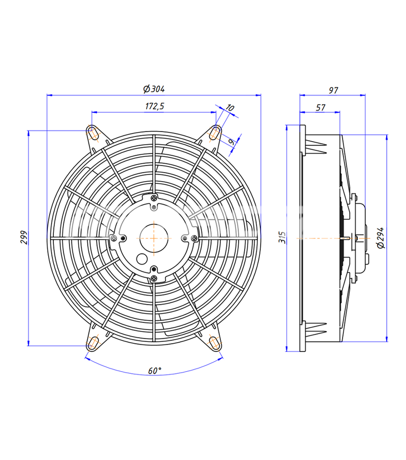 Вентилятор RC-U01341 (11", 24V, 120W, PULL), аналог Spal VA59-BP70/LL-37A. Артикул: RC-U01341 - 2