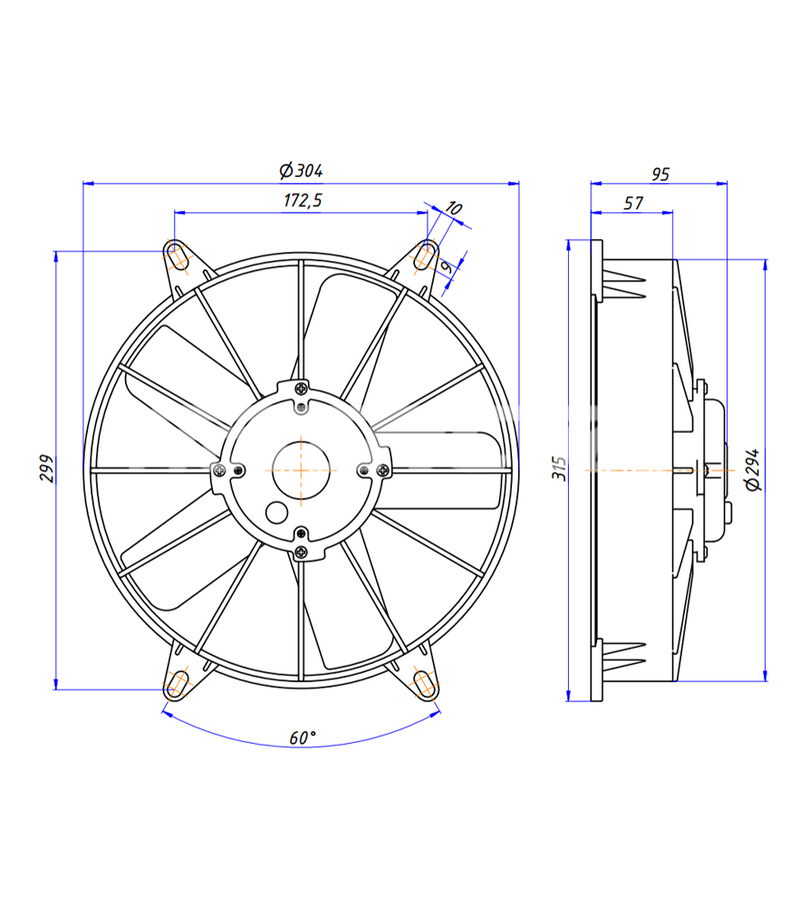 Вентилятор RC-U01342 (11", 24V, 120W, PULL), аналог Spal VA03-BP70/LL-37A. Артикул: RC-U01342 - 2