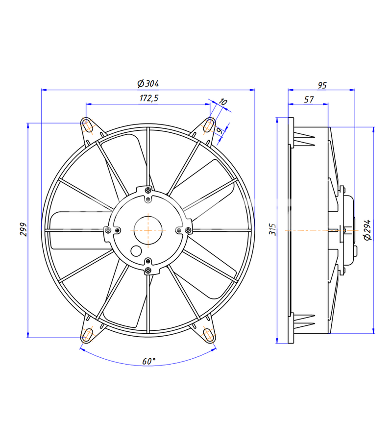 Вентилятор RC-U01340 (11", 24V, 120W, PUSH), аналог Spal VA03-BP70/LL-37S. Артикул: RC-U01340 - 2