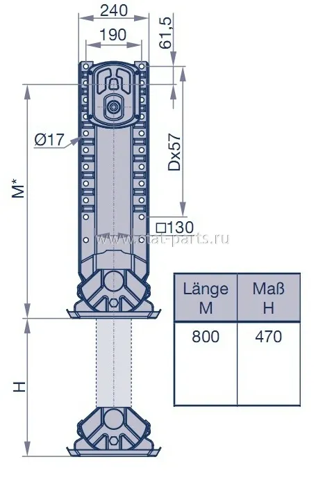 02.3710.32.01-K ОПОРНОЕ УСТРОЙСТВО M=800ММ(СТОПА S) БЕЗ РЕДУКТОРА