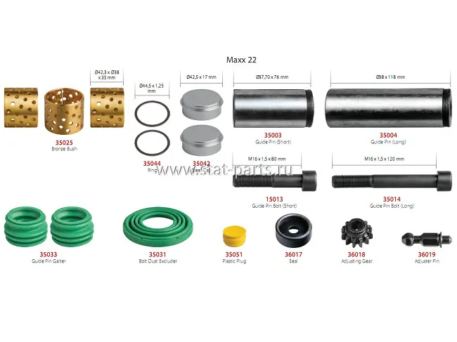 303679 РЕМКОМПЛЕКТ НАПРАВЛЯЮЩИХ СУППОРТА SERIES MAN WABCO MAXX 22