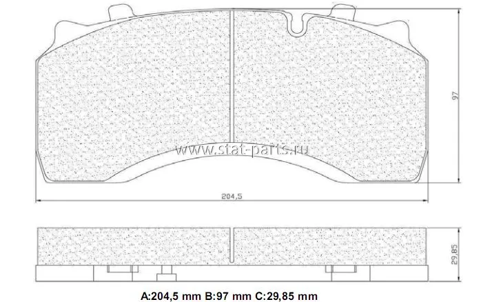 102.PAS-564.G00 ТОРМОЗНЫЕ КОЛОДКИ RVI 29142