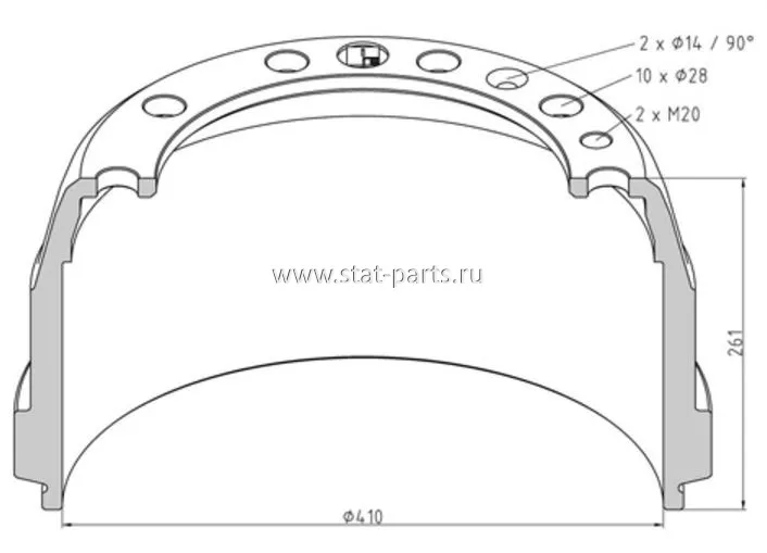 146.070-00A ТОРМОЗНОЙ БАРАБАН VOLVO ПЕРЕДНЕЙ ОСИ 410X175 1599009