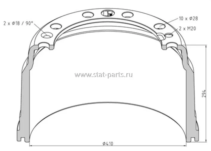 146.134-00A ТОРМОЗНОЙ БАРАБАН VOLVO ЗАДНЕЙ ОСИ 410X200  21451967
