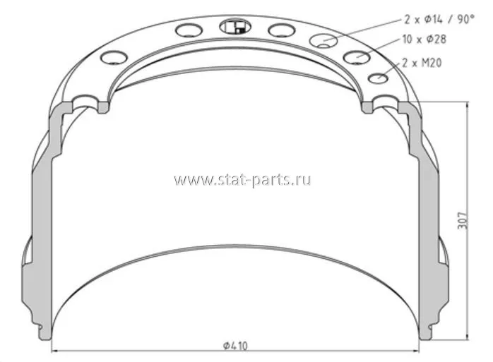 146.073-00A ТОРМОЗНОЙ БАРАБАН VOLVO ЗАДНЕЙ ОСИ 410X225  1599012