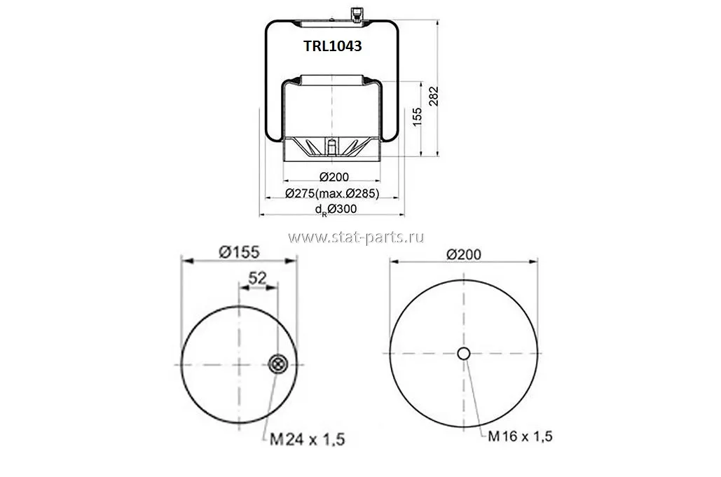 TRL1043 ПНЕВМОРЕССОРА В СБОРЕ С МЕТАЛЛИЧЕСКИМ СТАКАНОМ MERCEDES 4390NP21