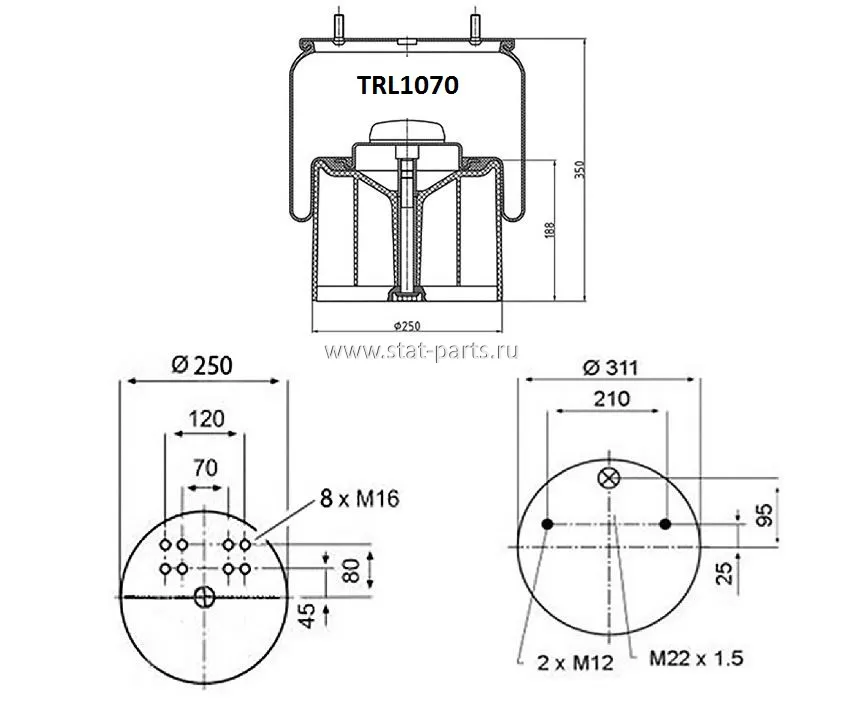TRL1070 ПНЕВМОРЕССОРА В СБОРЕ С ПЛАСТИКОВЫМ СТАКАНОМ BPW 36 881MB