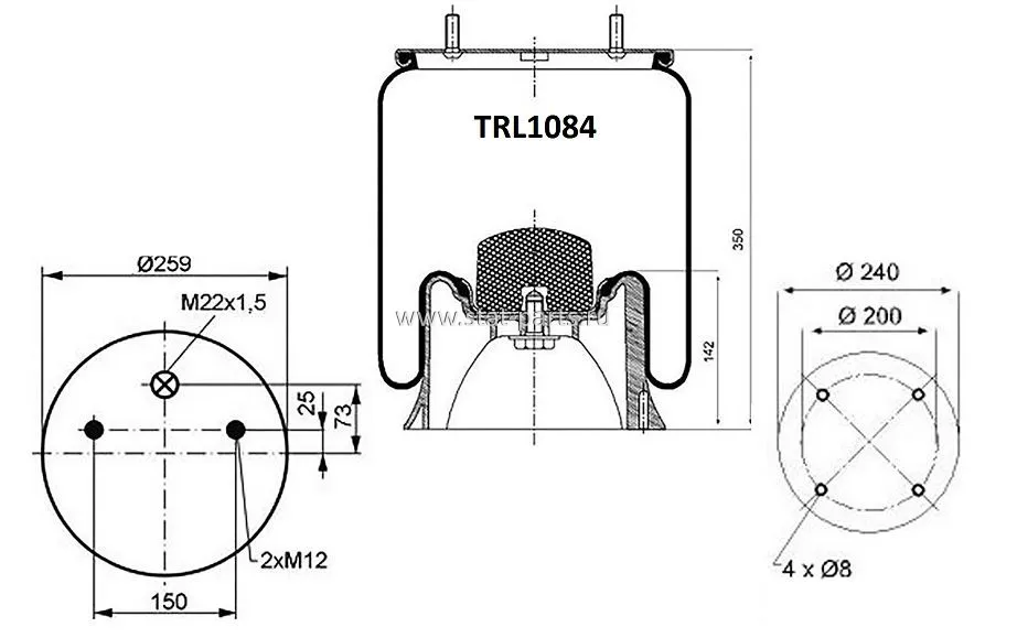TRL1084 ПНЕВМОРЕССОРА В СБОРЕ С ПЛАСТИКОВЫМ СТАКАНОМ SAF 4022NP03