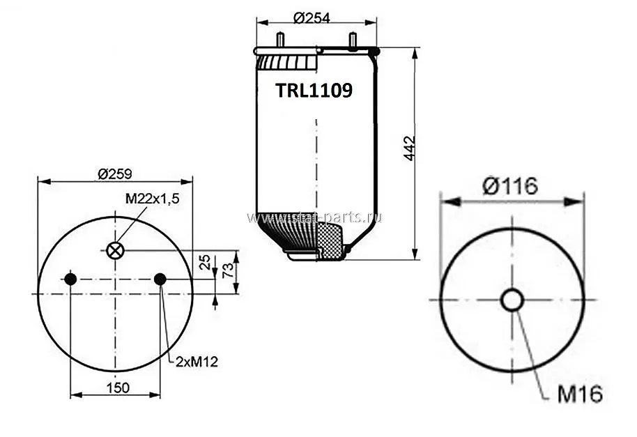 TRL1109 ПНЕВМОРЕССОРА БЕЗ СТАКАНА SAF 4022NP02