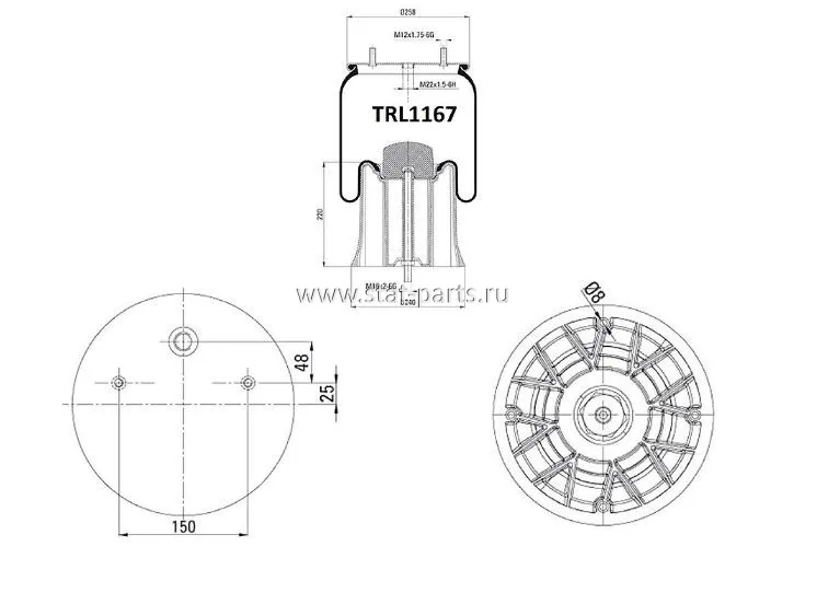 TRL1167 ПНЕВМОРЕССОРА В СБОРЕ С ПЛАСТИКОВЫМ СТАКАНОМ 220MM SAF 3.229.0039.00