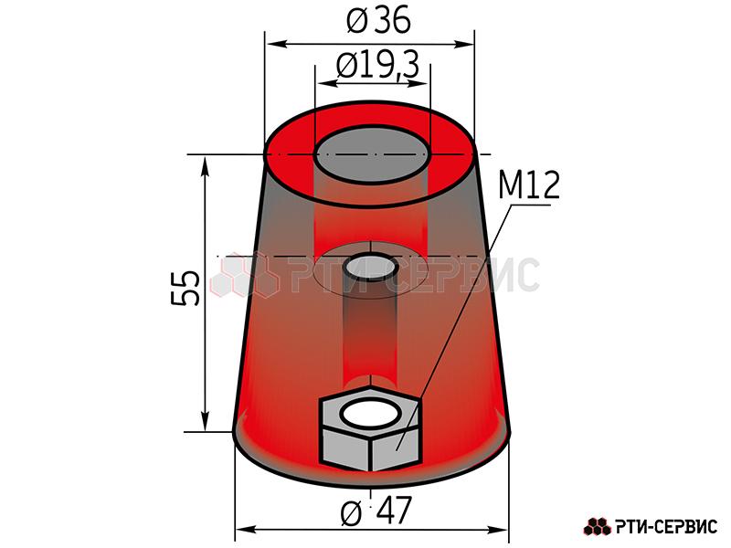 Отбойник (буфер) резиновый Ø-47 мм Н-55 мм (конический) - 3