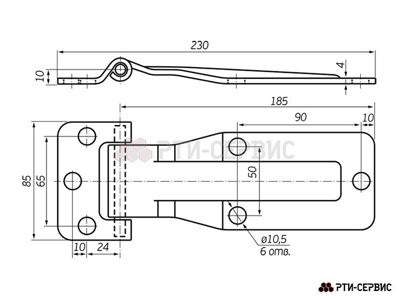 Петля бокового портала 185 мм Zn - 2