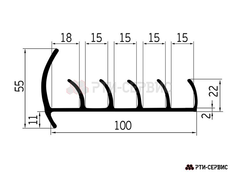 Профиль уплотнительный (100), ТЭП - 2