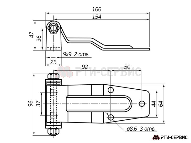 Петля малая 154 мм, Zn - 3